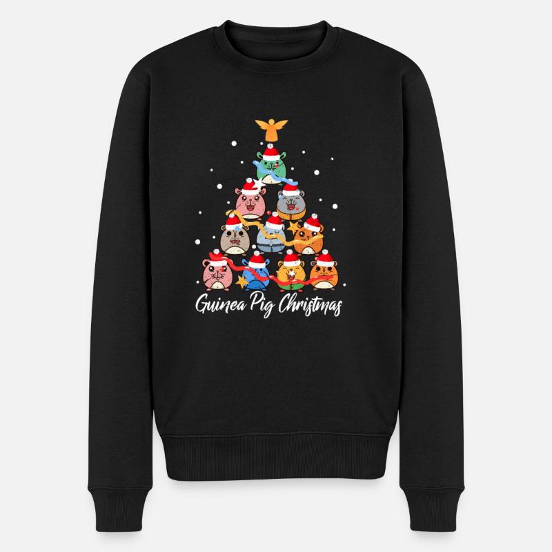Weihnachten Meerschweinchen Meerschwein Geschenk - Männer Premium Bio Pullover - Schwarz