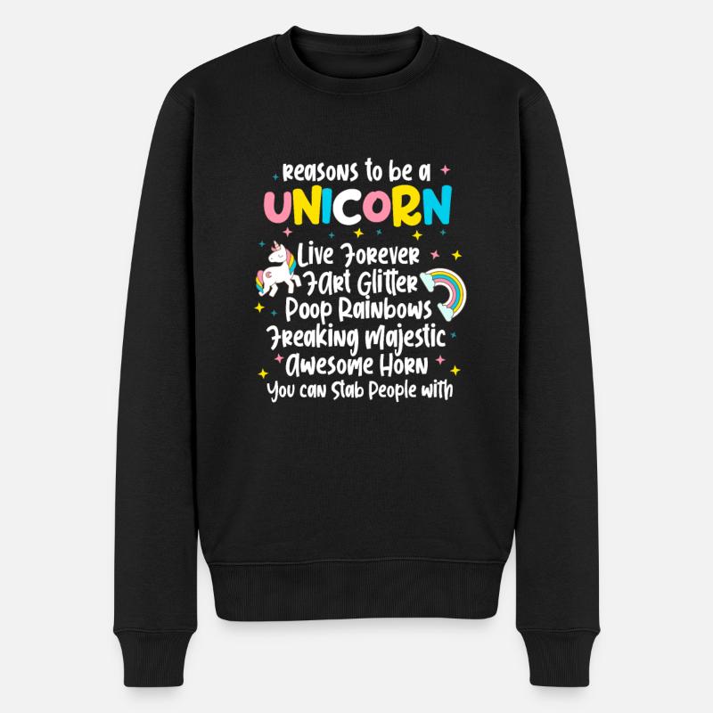 Einhorn - Männer Premium Bio Pullover - Schwarz