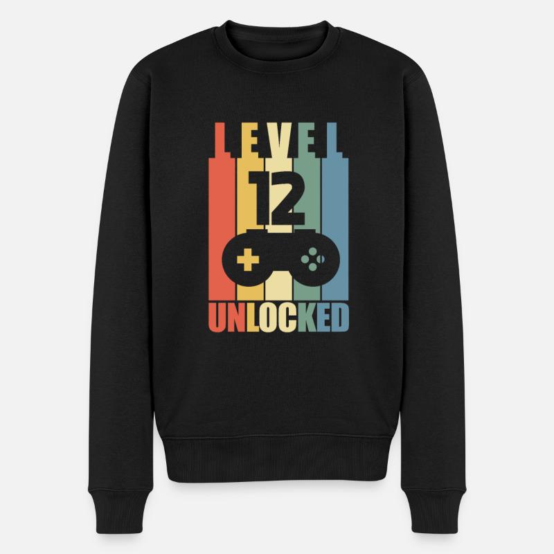 Level 12 12. Geburtstag Gaming Gamer Geschenk - Männer Premium Bio Pullover - Schwarz