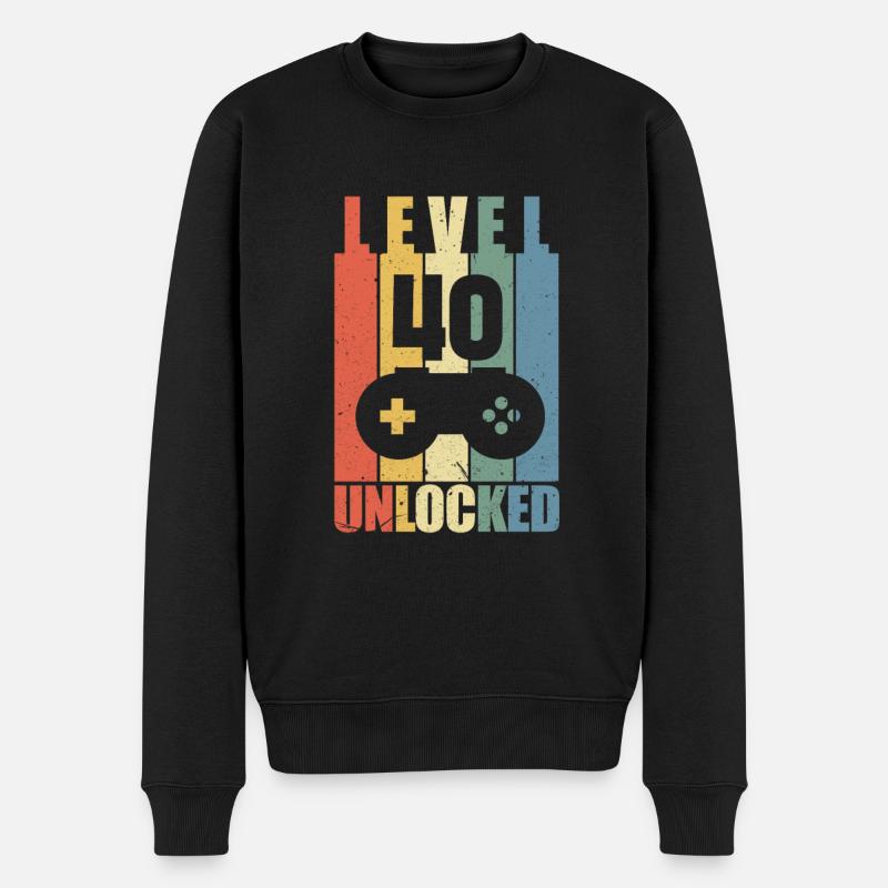 Level 40 - Männer Premium Bio Pullover - Schwarz