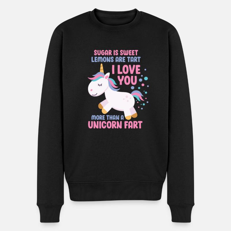 Einhorn - Männer Premium Bio Pullover - Schwarz
