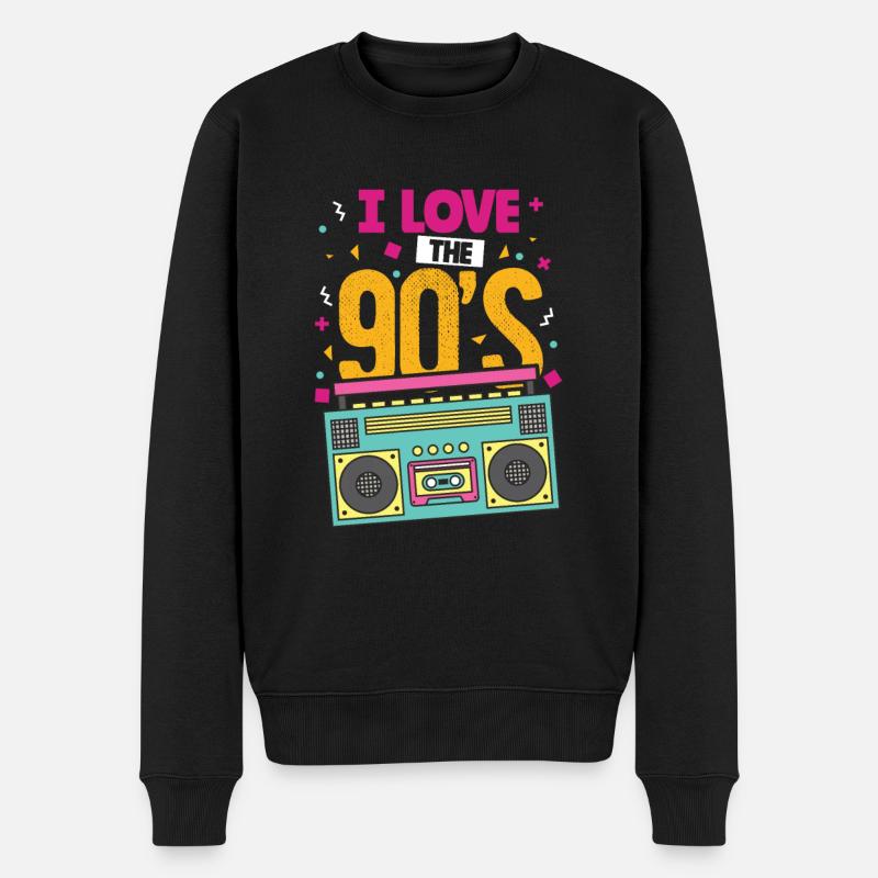 90er Jahre - Männer Premium Bio Pullover - Schwarz