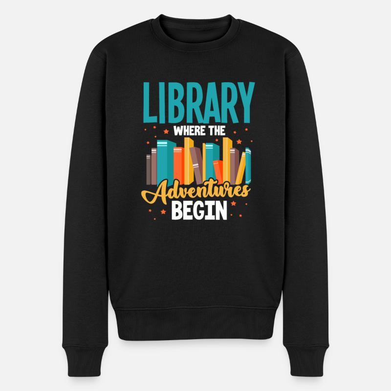 Bibliothek - Männer Premium Bio Pullover - Schwarz