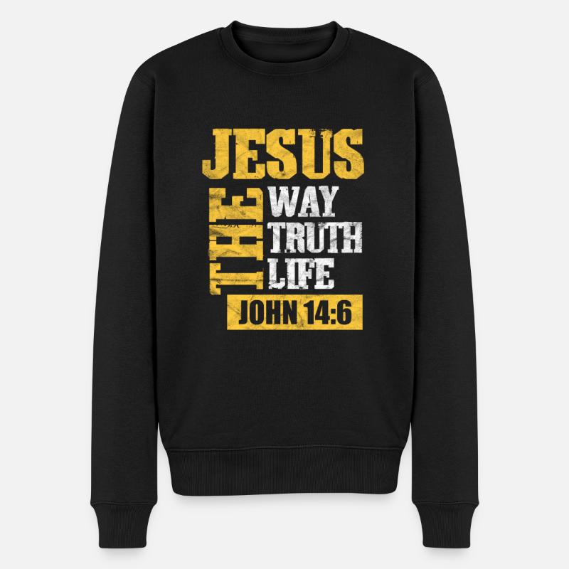 Jesus Gott Christlich Christus Religion Geschenk - Männer Premium Bio Pullover - Schwarz