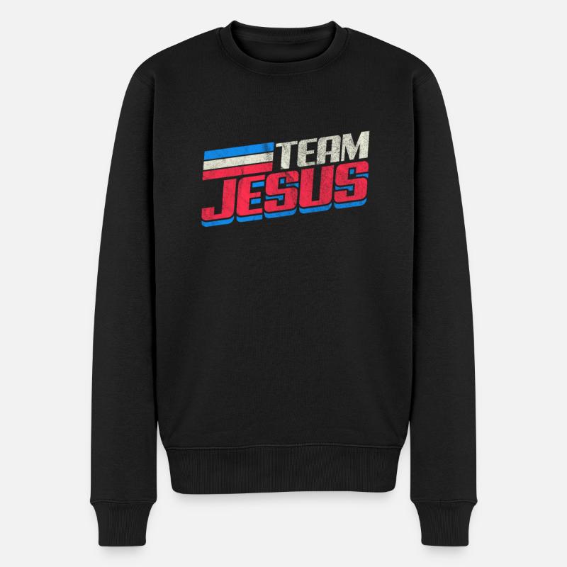 Jesus - Männer Premium Bio Pullover - Schwarz
