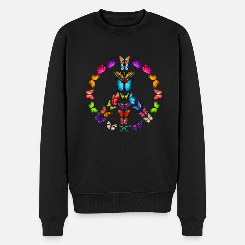 Schmetterling - Männer Premium Bio Pullover - Schwarz