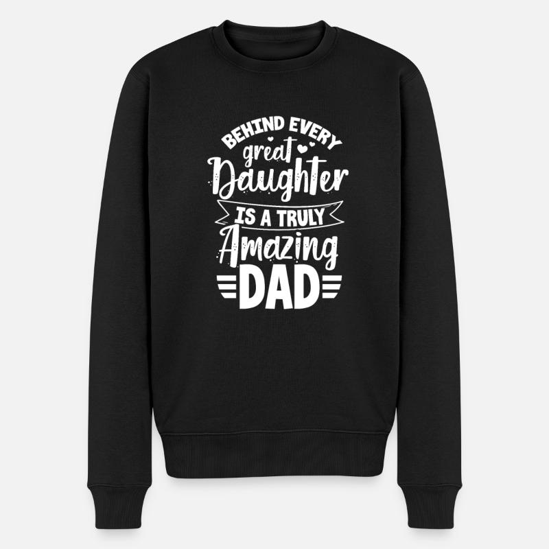Vater und Tochter - Männer Premium Bio Pullover - Schwarz
