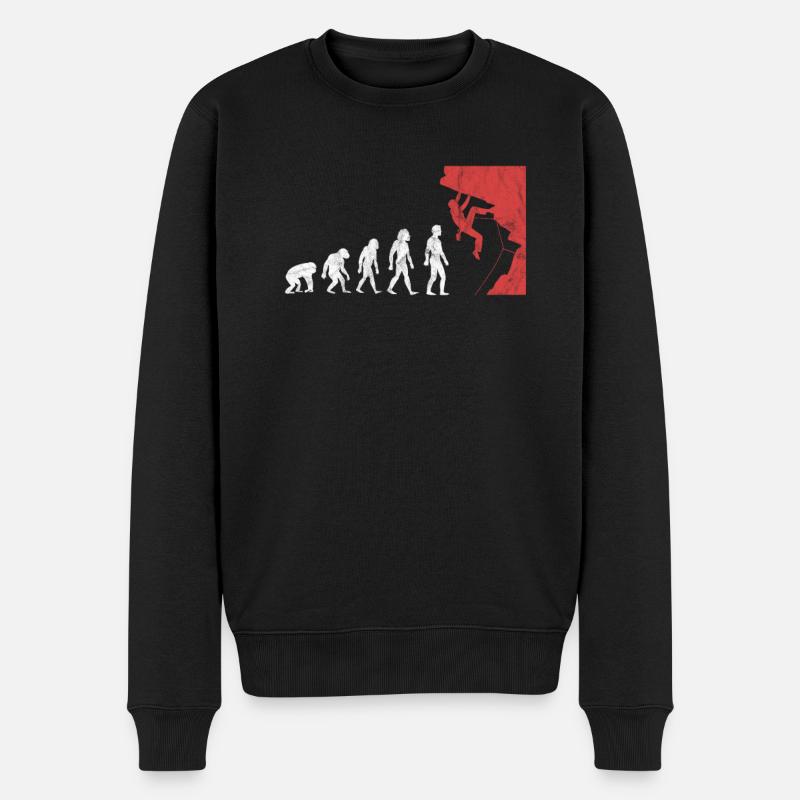Klettern Evolution Berg Kletterer Bergsteigen - Männer Premium Bio Pullover - Schwarz