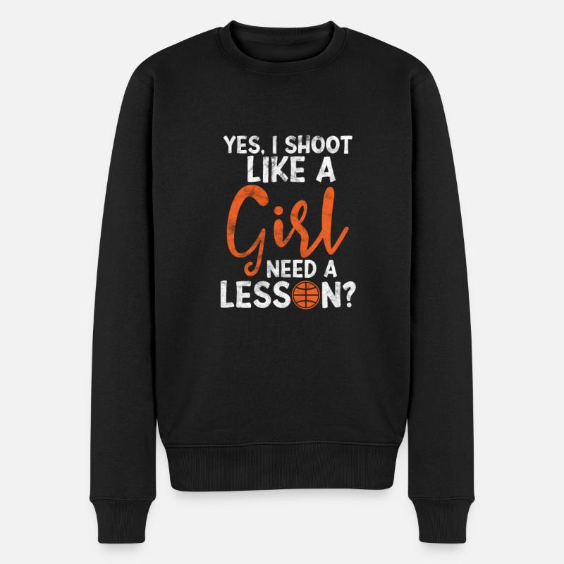 Basketball Girl - Männer Premium Bio Pullover - Schwarz