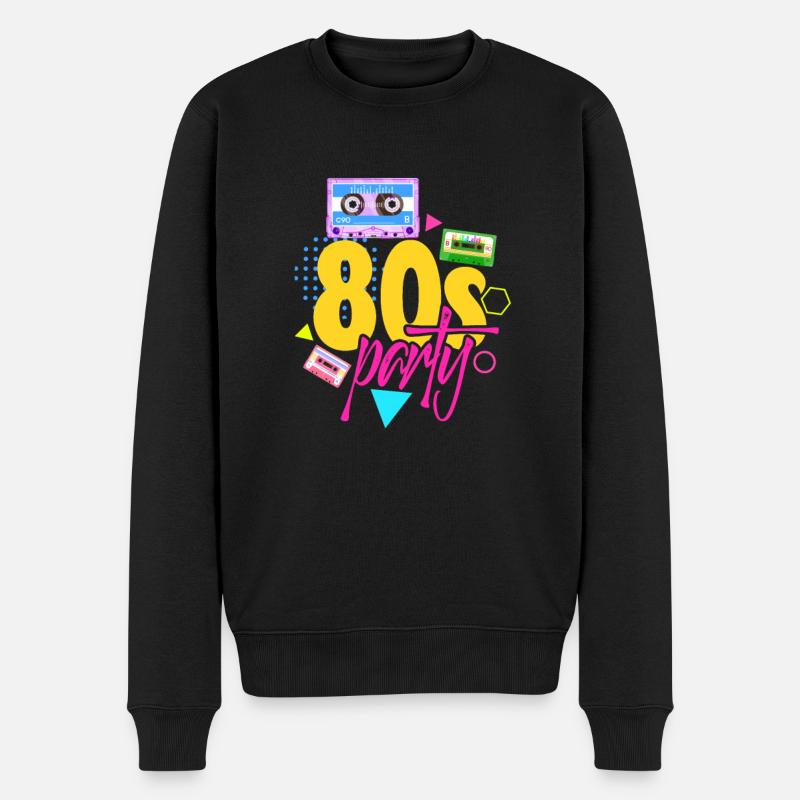 80er Jahre - Männer Premium Bio Pullover - Schwarz