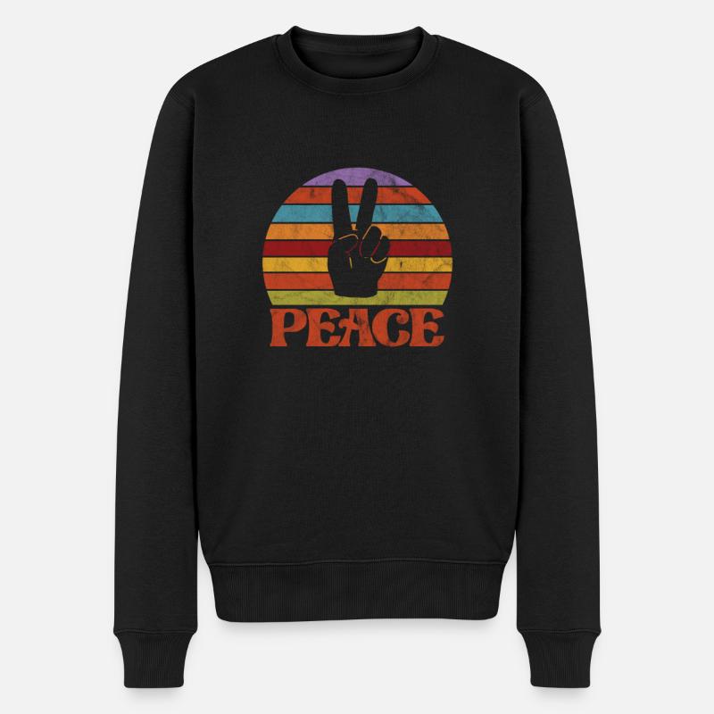 Hippie - Männer Premium Bio Pullover - Schwarz