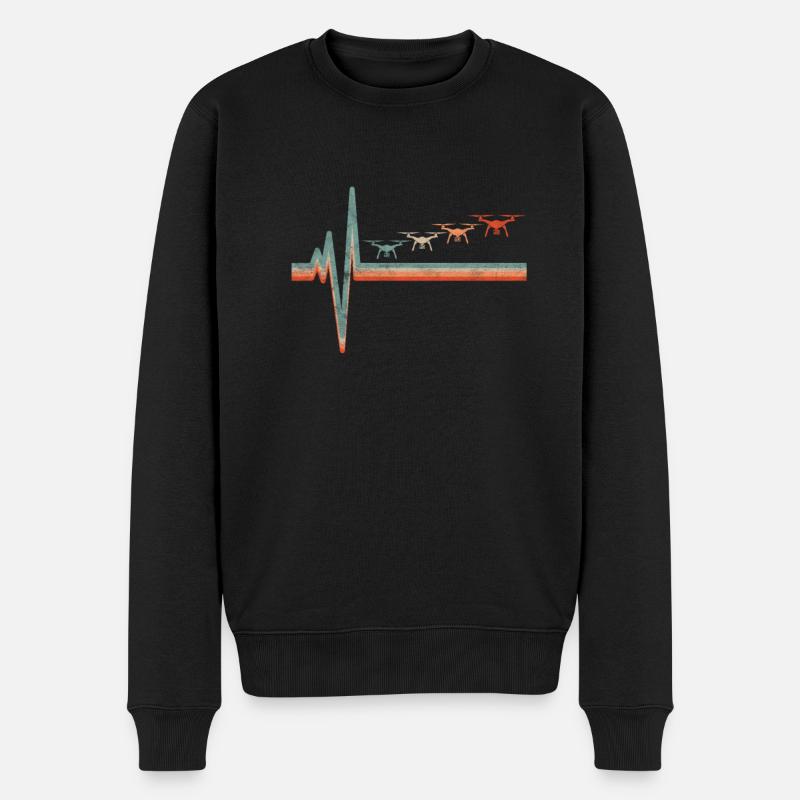 Drohne Herzschlag Drone Pilot Puls Geschenk - Männer Premium Bio Pullover - Schwarz