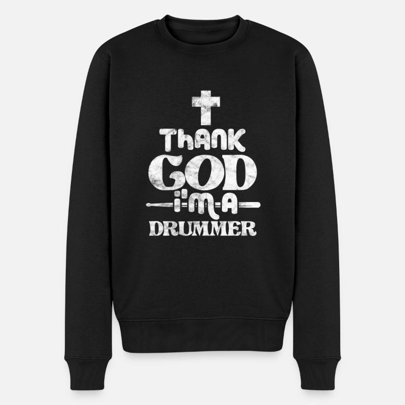 Schlagzeug Jesus - Männer Premium Bio Pullover - Schwarz