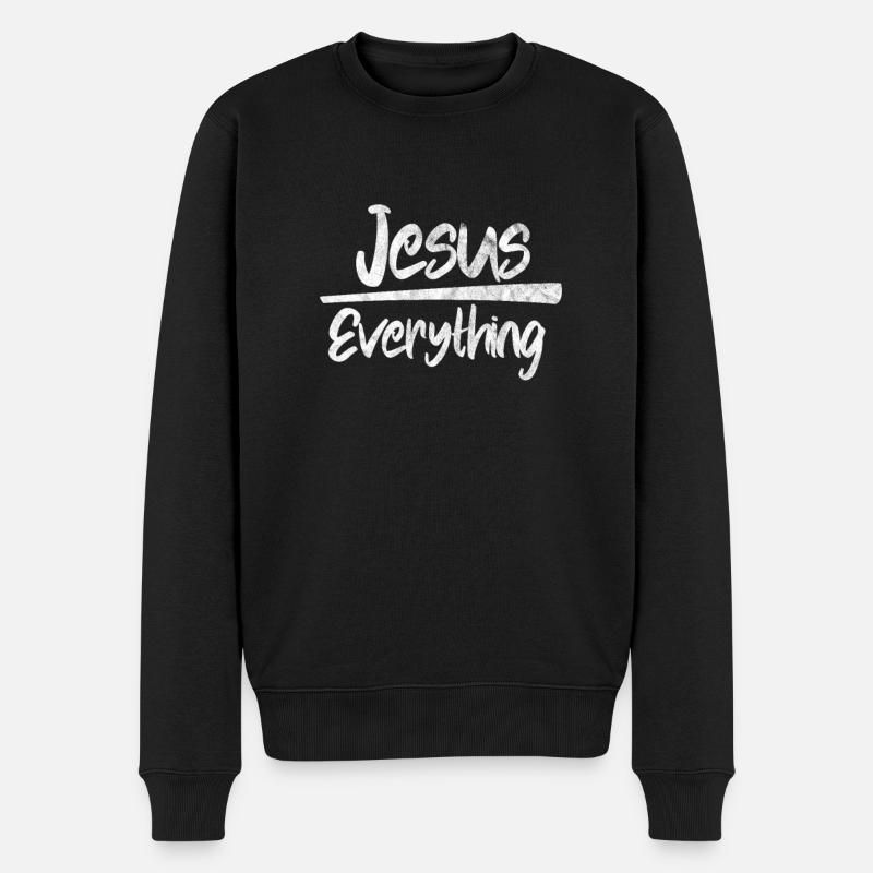 Jesus - Männer Premium Bio Pullover - Schwarz
