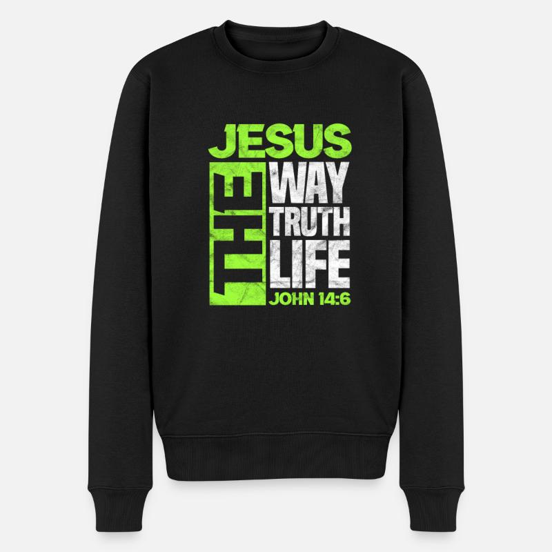 Jesus - Männer Premium Bio Pullover - Schwarz