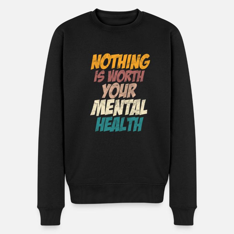 Psychische Gesundheit - Männer Premium Bio Pullover - Schwarz