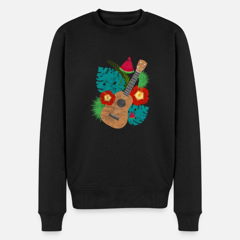 Ukulele - Männer Premium Bio Pullover - Schwarz