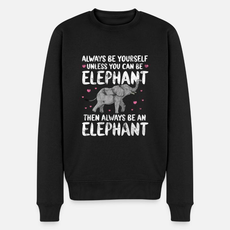 Elefant - Männer Premium Bio Pullover - Schwarz