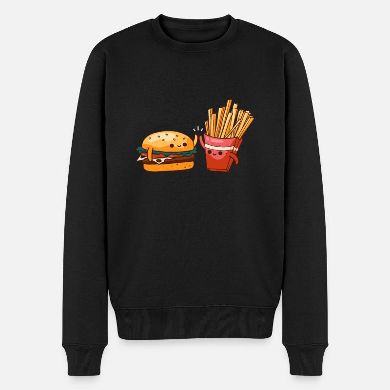 Cheeseburger Burger Hamburger Pommes Cadeau - Pull Premium bio Homme - noir