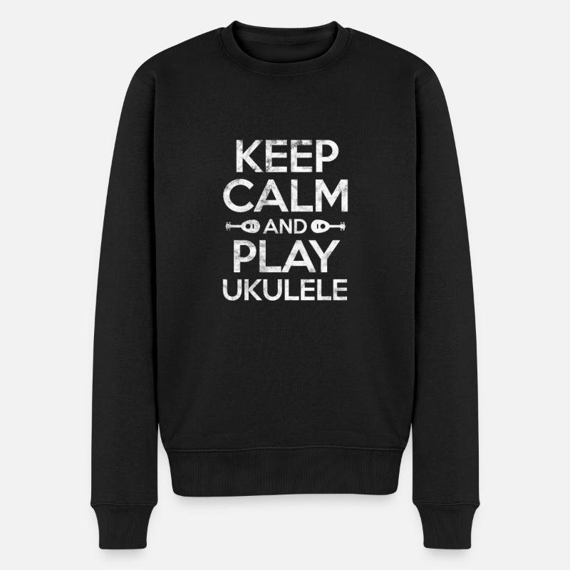 Ukulele - Männer Premium Bio Pullover - Schwarz