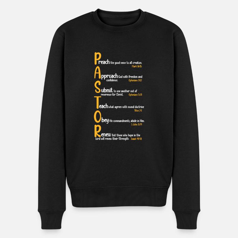 Pastor Parrer Priester Religion Kirche Geschenk - Männer Premium Bio Pullover - Schwarz