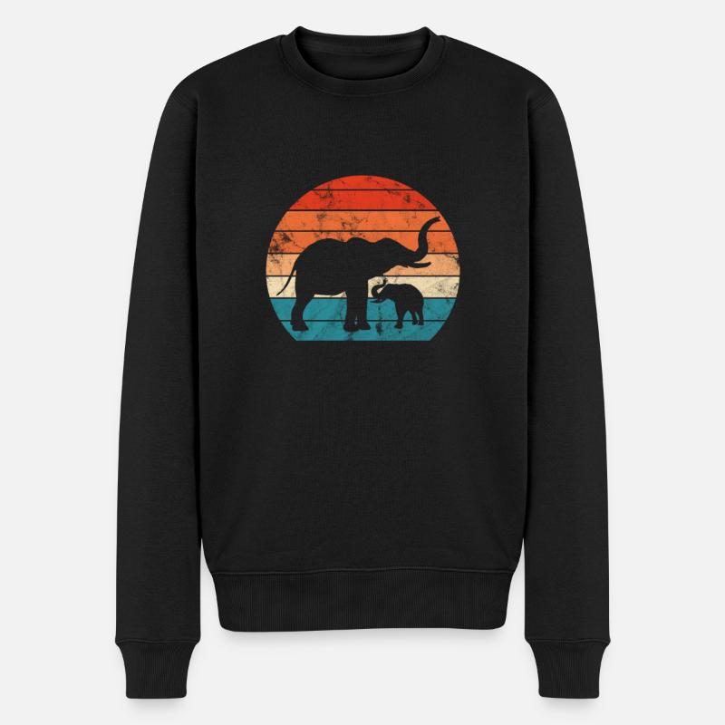 Elefant - Männer Premium Bio Pullover - Schwarz