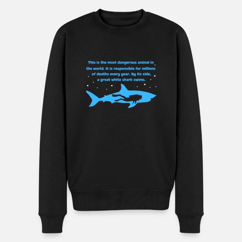 Hai - Männer Premium Bio Pullover - Schwarz