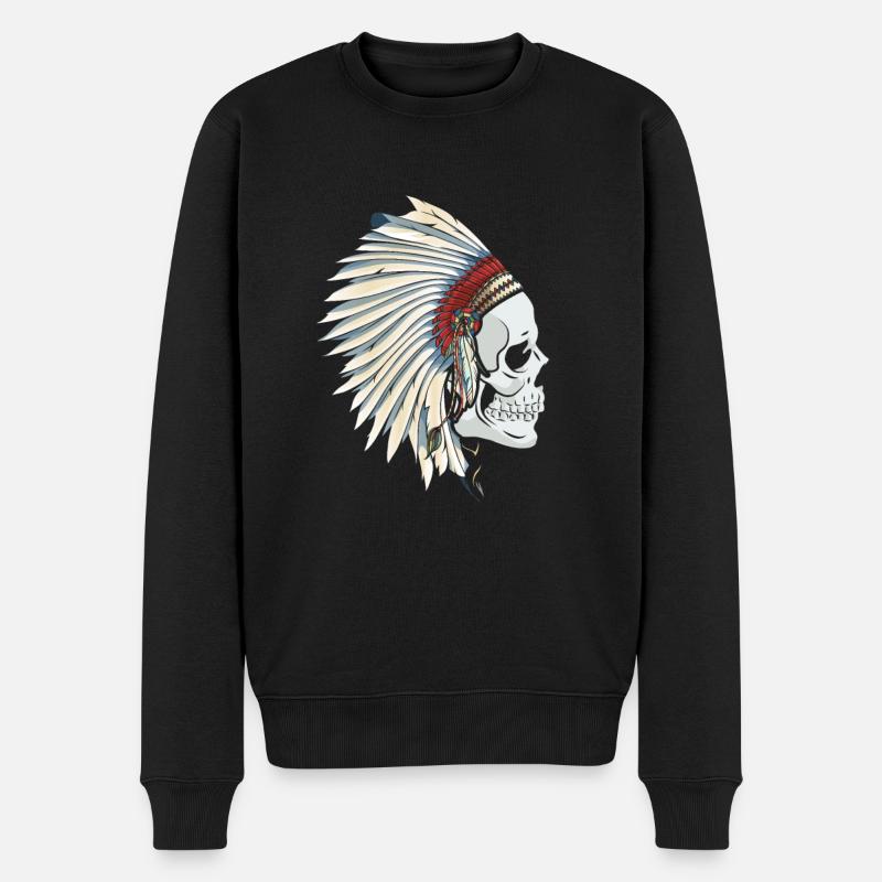 Indianer - Männer Premium Bio Pullover - Schwarz