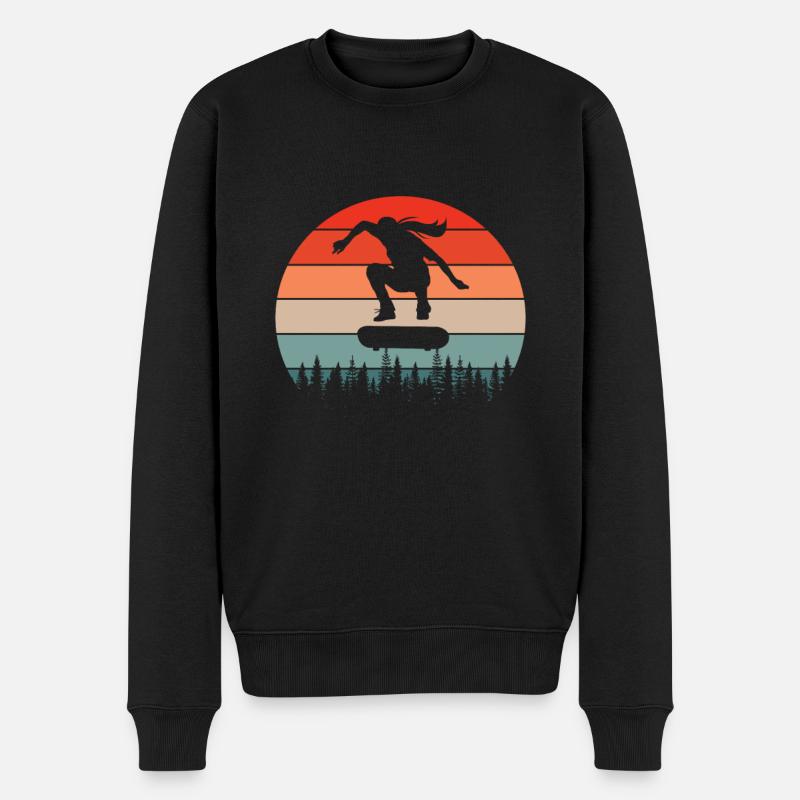 Skateboard Skater Girl - Männer Premium Bio Pullover - Schwarz