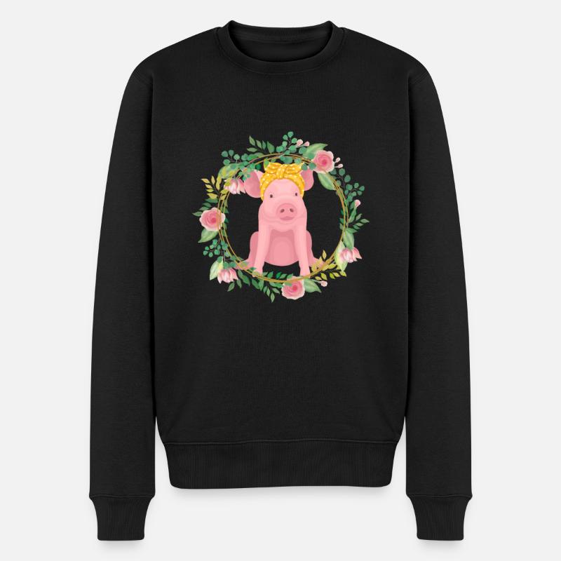Schwein - Männer Premium Bio Pullover - Schwarz