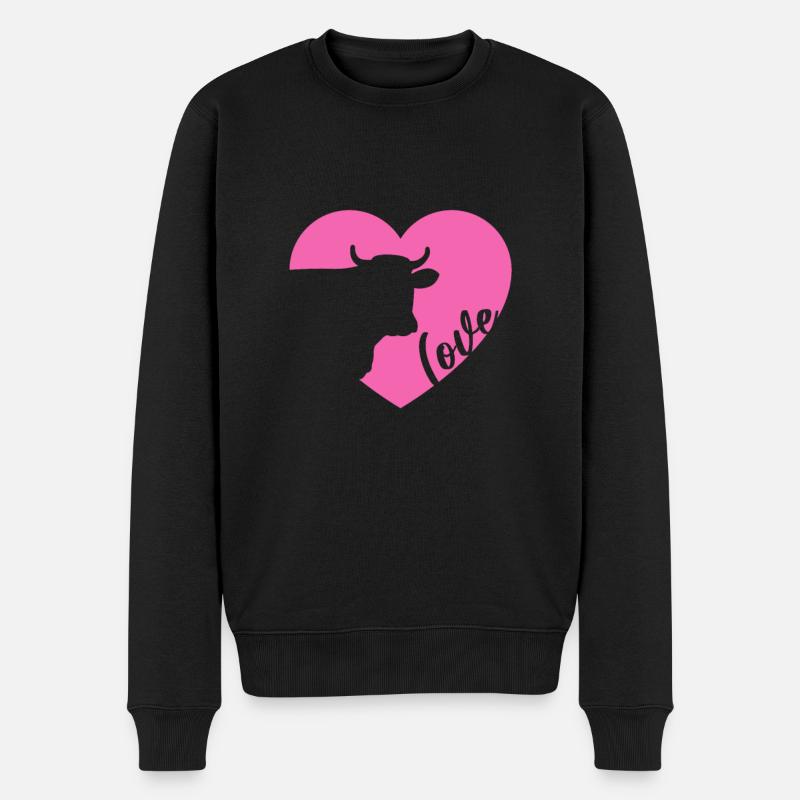 Kuh - Männer Premium Bio Pullover - Schwarz