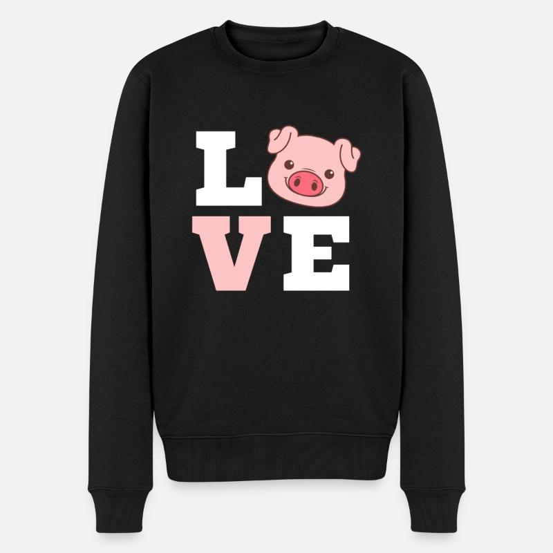 Schwein - Männer Premium Bio Pullover - Schwarz