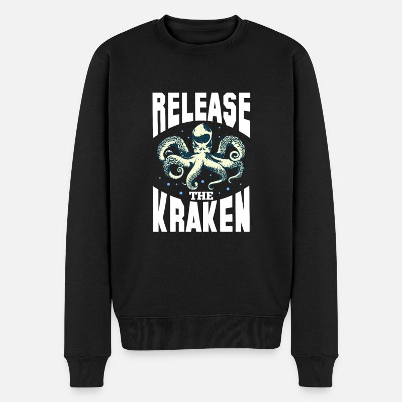 Krake - Männer Premium Bio Pullover - Schwarz