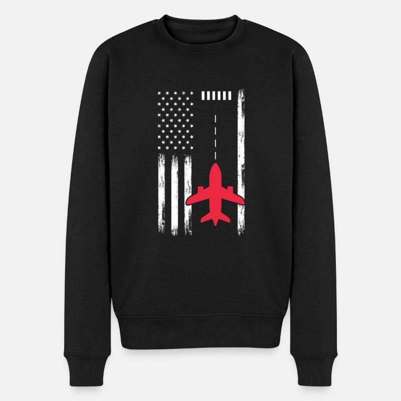 Pilot Flugzeug Fliegen Flieger Geschenk - Männer Premium Bio Pullover - Schwarz