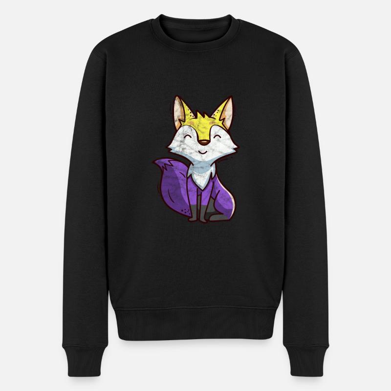 Fuchs - Männer Premium Bio Pullover - Schwarz