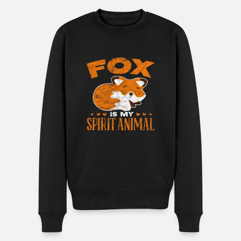 Fuchs - Männer Premium Bio Pullover - Schwarz