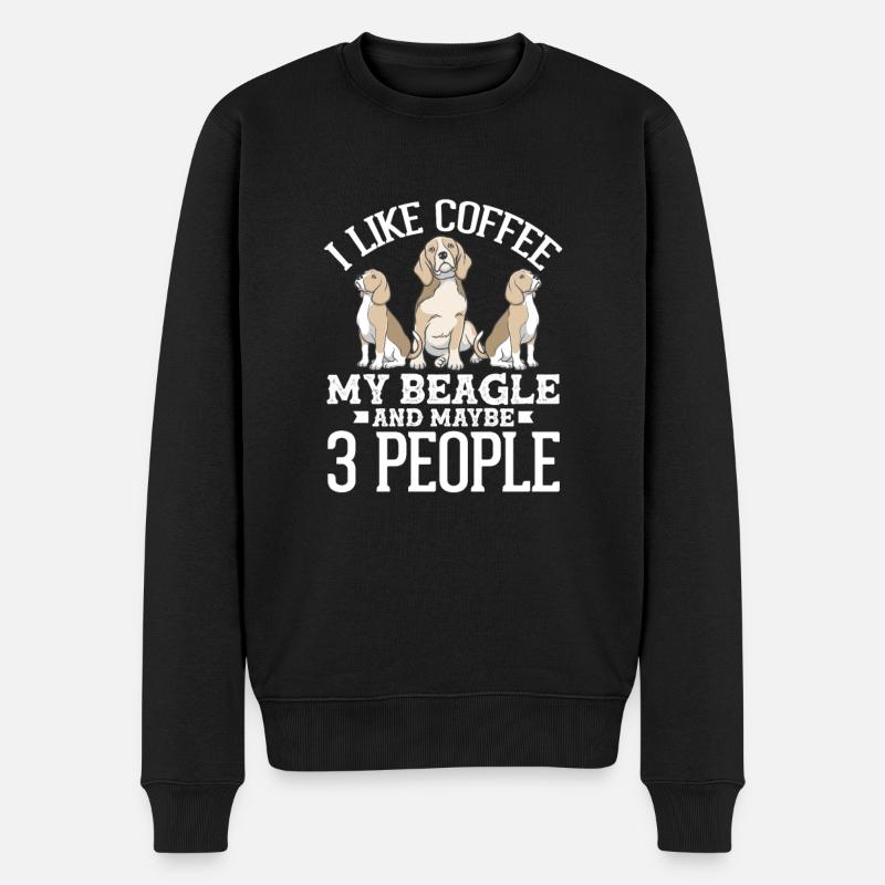 Beagle Kaffee Hunde Koffein Hunde Geschenk - Männer Premium Bio Pullover - Schwarz