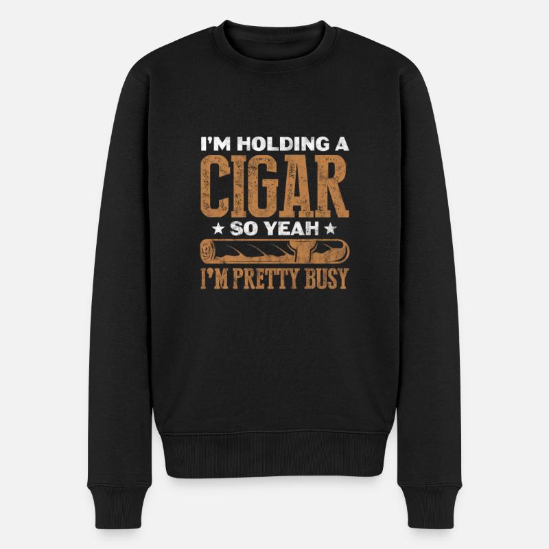 Zigarre - Männer Premium Bio Pullover - Schwarz