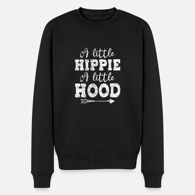 Hippie - Männer Premium Bio Pullover - Schwarz