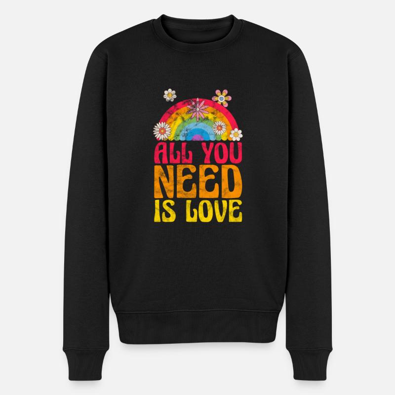 Hippie - Männer Premium Bio Pullover - Schwarz