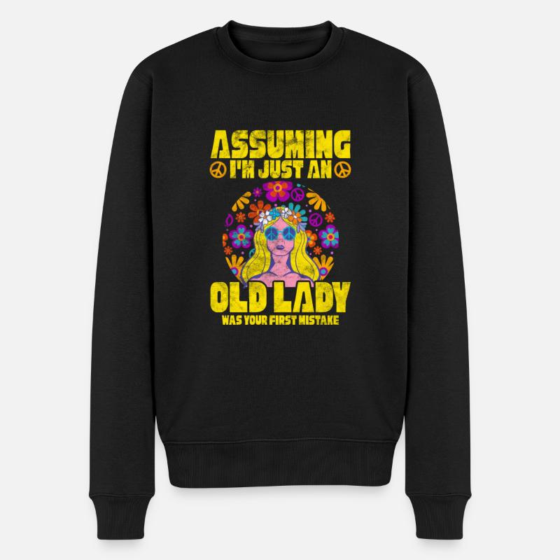 Hippie - Männer Premium Bio Pullover - Schwarz