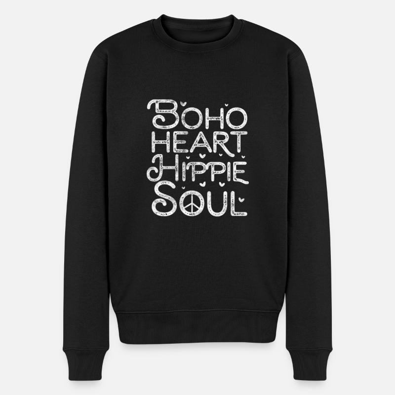 Hippie - Männer Premium Bio Pullover - Schwarz