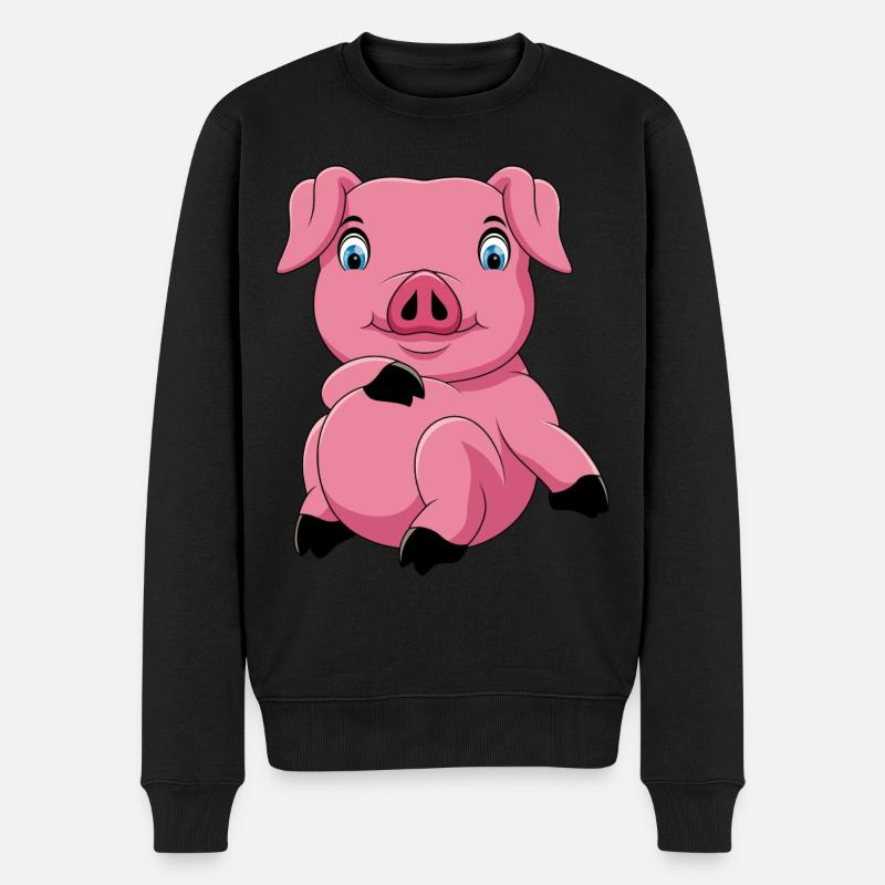 Grosse truie cochon drôle rose - Pull Premium bio Homme - noir