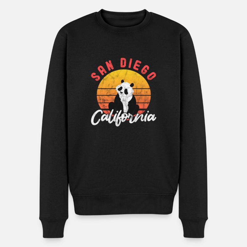 Panda - Männer Premium Bio Pullover - Schwarz