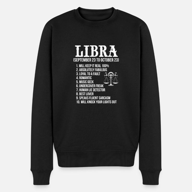 Waage - Männer Premium Bio Pullover - Schwarz