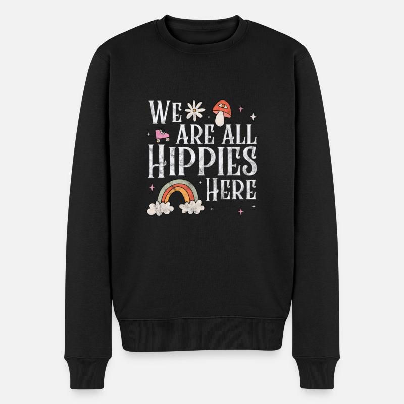 Hippie - Männer Premium Bio Pullover - Schwarz