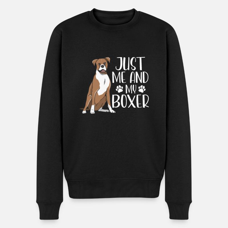 Boxer Hund Hunde Deutscher Boxer Geschenk - Männer Premium Bio Pullover - Schwarz
