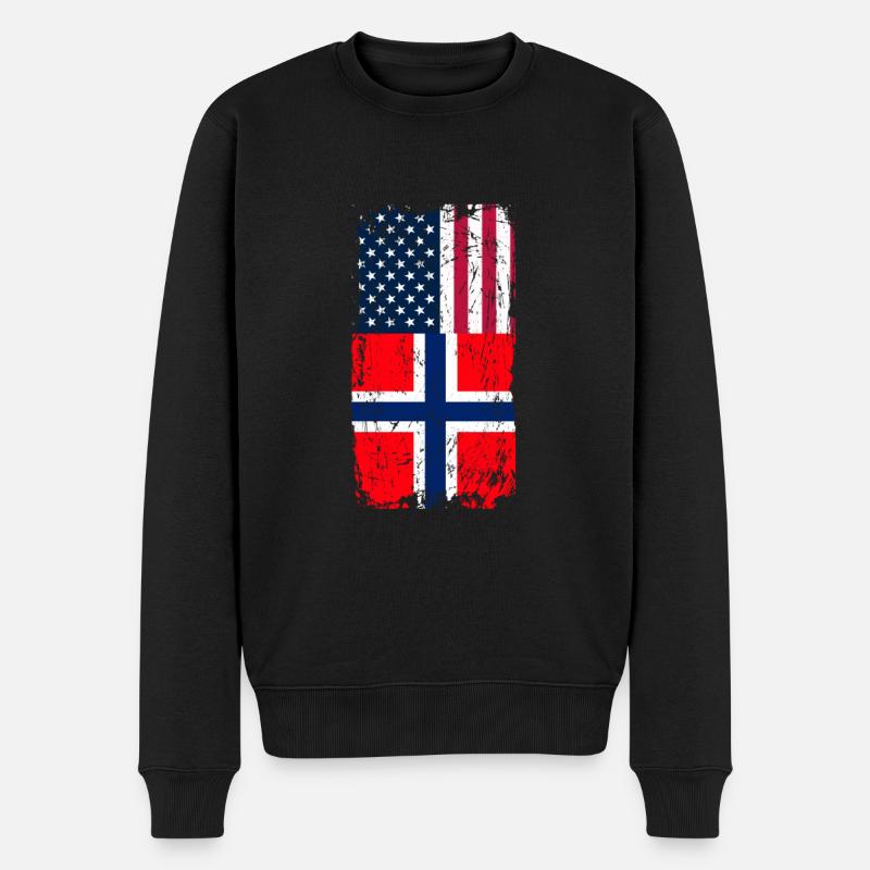 Norwegen Amerika - Männer Premium Bio Pullover - Schwarz