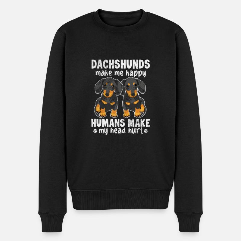 Dackel - Männer Premium Bio Pullover - Schwarz