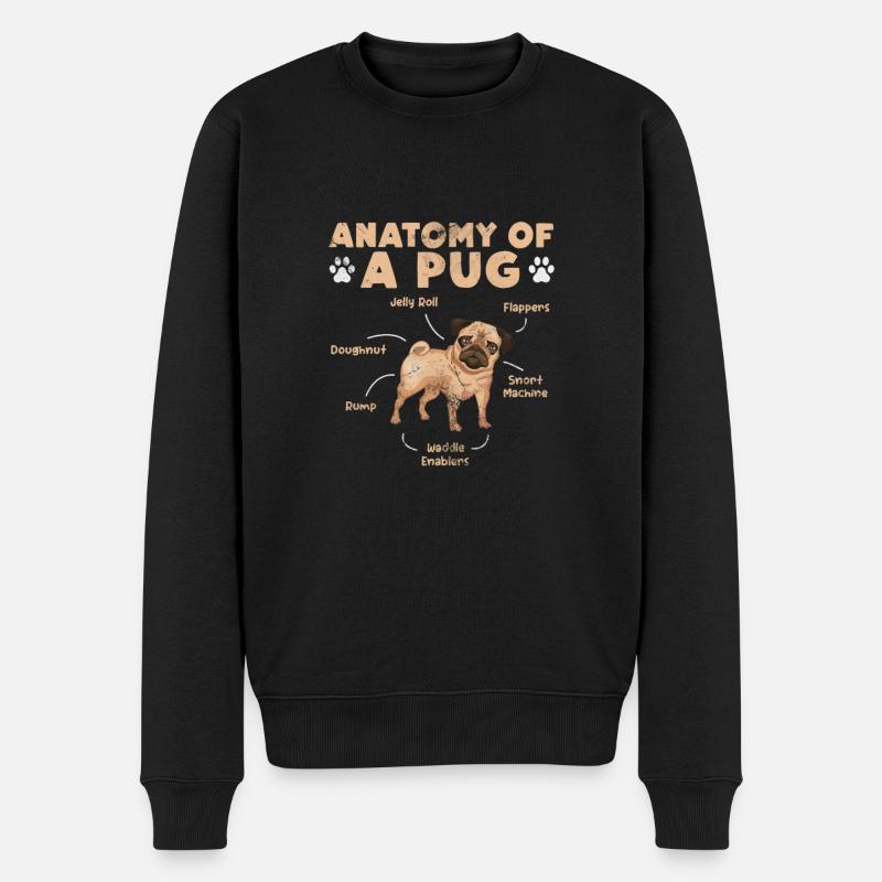 Mops - Männer Premium Bio Pullover - Schwarz